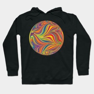 Swirls of Festive Rainbow Colors Mixed Paint Style Stickers Hoodie